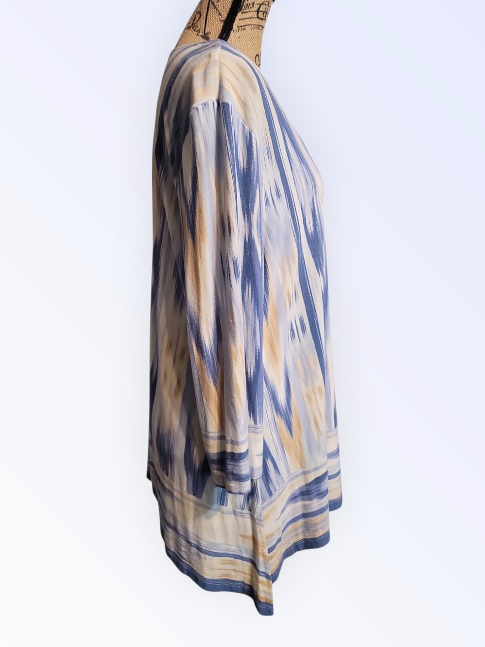 Ruby Rd. Blue & Cream Abstract Keyhole Tunic Size XL - Picture 4 of 5
